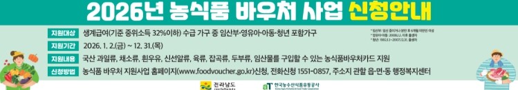 전남도, 농식품 바우처 지원사업 청년...